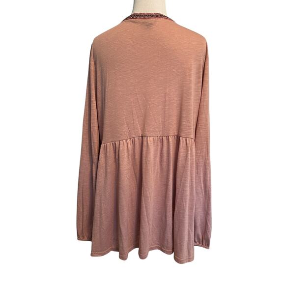 Torrid Embroidered Peasant Top Womens Size 2X Dusty Rose Tassel Babydoll Blouse - Picture 6 of 12